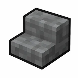 Pixel art illustration of a polished andesite stairs, an L-shaped staircase block