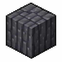 Pixel art illustration of a polished basalt in chunky voxel game style