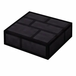 Pixel art illustration of a polished blackstone brick slab, a half-height flat block
