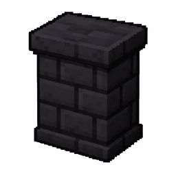 Pixel art illustration of a polished blackstone brick wall, a short sturdy wall pillar