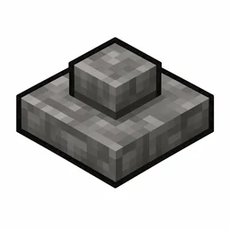 Pixel art illustration of a polished blackstone button in chunky voxel game style