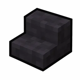 Pixel art illustration of a polished blackstone stairs, an L-shaped staircase block