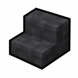 Pixel art illustration of a polished deepslate stairs, an L-shaped staircase block