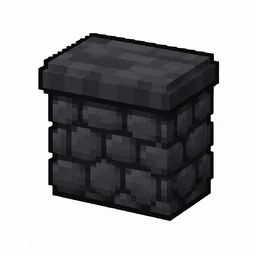 Pixel art illustration of a polished deepslate wall, a short sturdy wall pillar