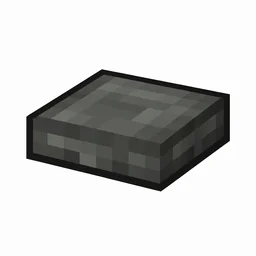 Pixel art illustration of a polished tuff slab, a half-height flat block