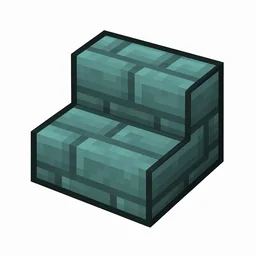 Pixel art illustration of a prismarine brick stairs, an L-shaped staircase block