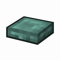 Pixel art illustration of a prismarine slab, a half-height flat block
