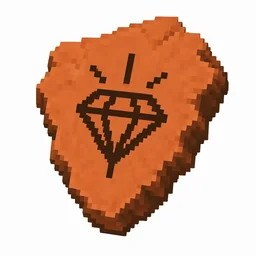 Pixel art illustration of a terracotta pottery sherd engraved with a diamond pictograph