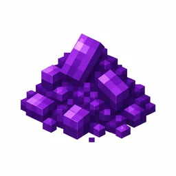 Pixel art illustration of a small pile of deep purple dye powder with scattered grains