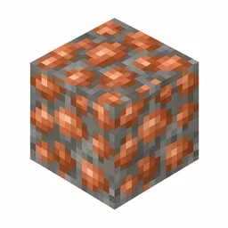 Pixel art illustration of a block of raw copper in chunky voxel game style