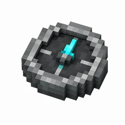 Pixel art illustration of a recovery compass with a glowing cyan needle