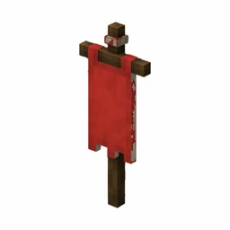 Pixel art illustration of a red banner hanging from a wooden pole