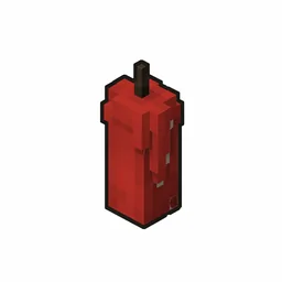 Pixel art illustration of an unlit red candle with soft wax drips and a dark wick