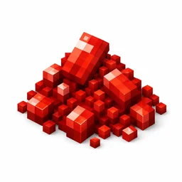 Pixel art illustration of a small pile of bright red dye powder with scattered grains