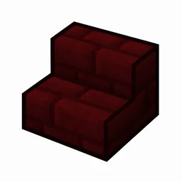 Pixel art illustration of a red nether brick stairs, an L-shaped staircase block