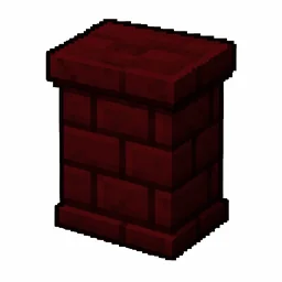 Pixel art illustration of a red nether brick wall, a short sturdy wall pillar