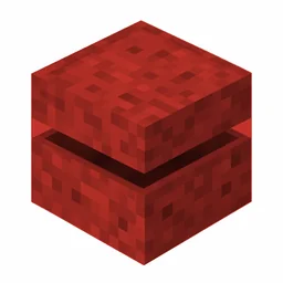 Pixel art illustration of a red shulker box with a raised clam-shell lid