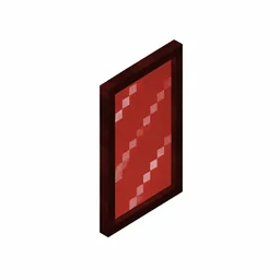 Pixel art illustration of a red stained glass pane, a thin tinted transparent panel