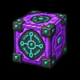 Pixel art illustration of a purple repeating command block