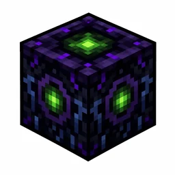 Pixel art illustration of a respawn anchor in chunky voxel game style