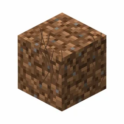 Pixel art illustration of a rooted dirt in chunky voxel game style