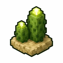 Pixel art illustration of a sea pickle in chunky voxel game style