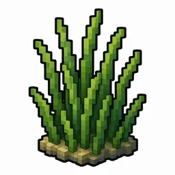 Pixel art illustration of a seagrass in chunky voxel game style