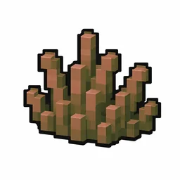Pixel art illustration of a short dry grass in chunky voxel game style