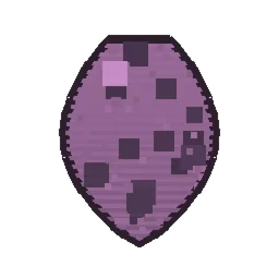 Pixel art illustration of a Shulker Spawn Egg with a two-tone speckled shell