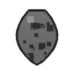 Pixel art illustration of a Silverfish Spawn Egg with a two-tone speckled shell