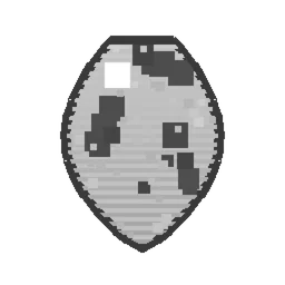 Pixel art illustration of a Skeleton Spawn Egg with a two-tone speckled shell