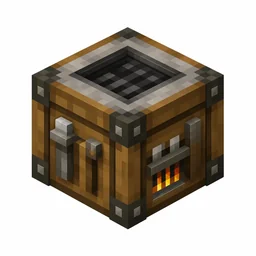 Pixel art illustration of a smoker block with a dark chimney top and a fire-lit mouth
