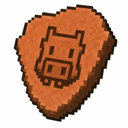 Pixel art illustration of a terracotta pottery sherd engraved with a sniffer beast head pictograph