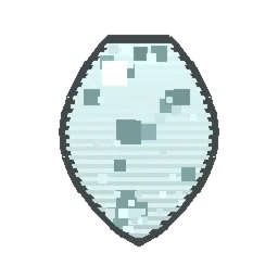 Pixel art illustration of a Snow Golem Spawn Egg with a two-tone speckled shell