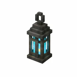 Pixel art illustration of a soul lantern glowing with teal soul fire