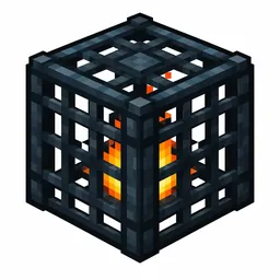 Pixel art illustration of a monster spawner in chunky voxel game style
