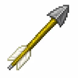 Pixel art illustration of a spectral arrow in chunky voxel game style