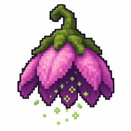 Pixel art illustration of a spore blossom in chunky voxel game style