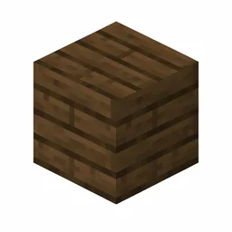 Pixel art illustration of a spruce planks block with dark brown horizontal boards