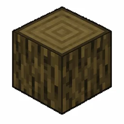 Pixel art illustration of a spruce wood block with bark on all six faces