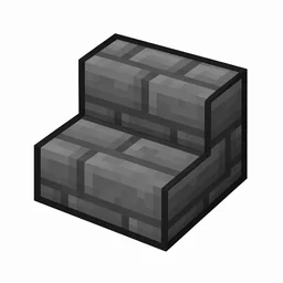 Pixel art illustration of a stone brick stairs, an L-shaped staircase block