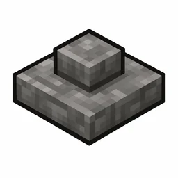 Pixel art illustration of a stone button in chunky voxel game style