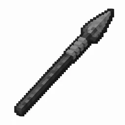 Pixel art illustration of a stone spear with a long shaft and sharp tip