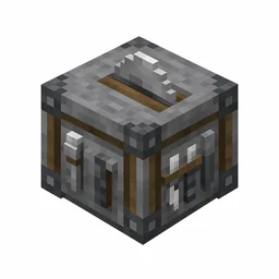 Pixel art illustration of a stonecutter block with a saw blade on the top