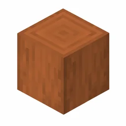 Pixel art illustration of a stripped acacia wood, smooth bark-free wood