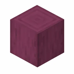 Pixel art illustration of a stripped crimson hyphae, smooth bark-free wood