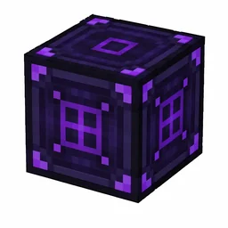 Pixel art illustration of a structure block in chunky voxel game style