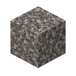 Pixel art illustration of a suspicious gravel in chunky voxel game style