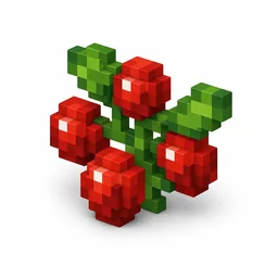 Pixel art illustration of sweet berries with red berries on a green sprig