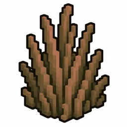 Pixel art illustration of a tall dry grass in chunky voxel game style